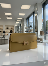 HERMS MUSTARD YELLOW FLAP CROSSBODY BAG WITH GOLD "H" HARDWARE LADIES SLING BAG